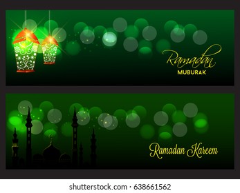 Vector headers and banners for celebration of Ramadan Kareem.