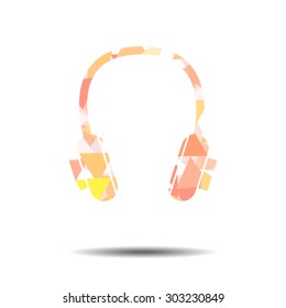 Vector : Headphone in abstract triangle vintage background