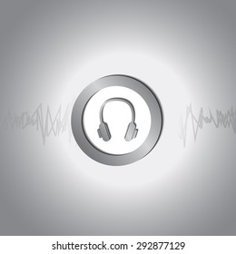 Vector : Headphone button and silver equalizer background