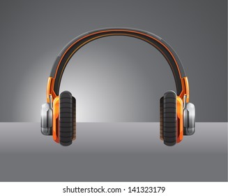 vector headphone color orange on dark background