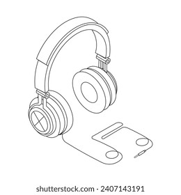 Vector Headphone Customizable coloring page