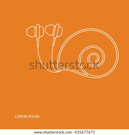 Vector headphone drawn looks like a snail with text