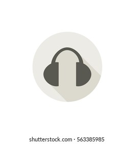 vector headphone flat icon design in gray color