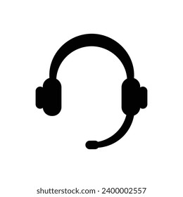 Vector headphone icon. Black symbol silhouette isolated on modern gradient background