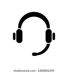 Icône casque image vectorielle. Silhouette de symbole noir isolée sur fond moderne dégradé