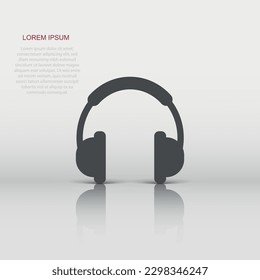 Vector headphone icon in flat style. Earphone headset sign illustration pictogram. Headphones business concept.