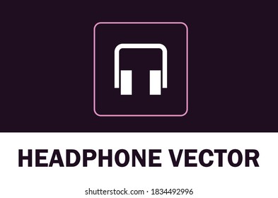 Vector of headphone icon isolated on dark background. For designer.