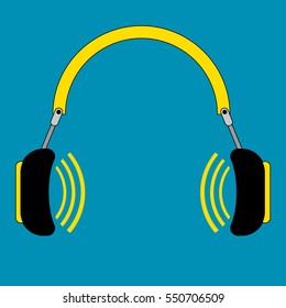 Vector headphone icon on blue background