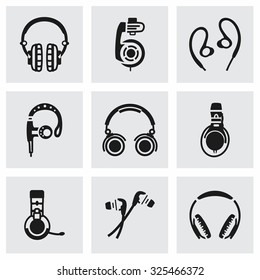 Vector Headphone icon set on grey background