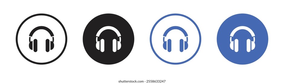 Vector Headphone Icons In Outline, Glyph And Flat