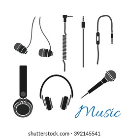 Vector headphone icons set.