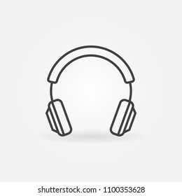 Vector Headphone Outline Icon. Headphone Isolated Concept Symbol Or Design Element In Linear Style