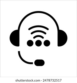 Vector de auriculares. Símbolo negro silueta aislado sobre fondo degradado moderno.