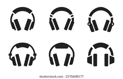 Vector Headphone Silhouette Icon Collection. Headphone Icon Set