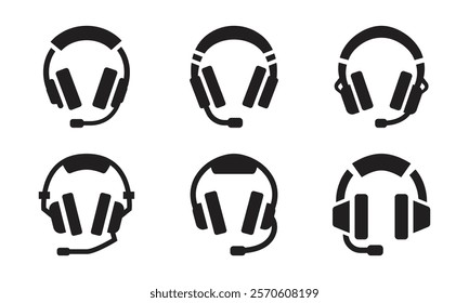 Vector Headphone Silhouette Icon Collection. Headphone Icon Set