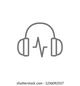 Vector headphone with sound wave line icon. Symbol and sign illustration design. Isolated on white background