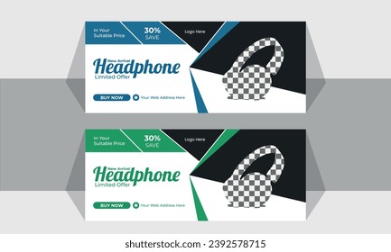 vector headphone web banner design