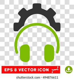 Vector Headphones Configuration EPS vector icon. Illustration style is flat iconic bicolor eco green and gray symbol on a transparent background.