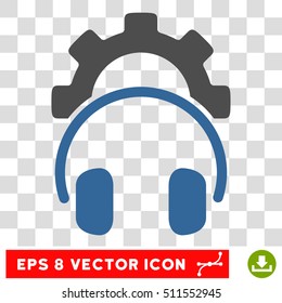 Vector Headphones Configuration EPS vector pictograph. Illustration style is flat iconic bicolor cobalt and gray symbol on a transparent background.