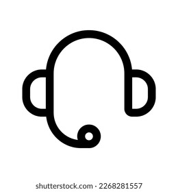 Vector headphones, customer service, call center icon. Black, white background. Perfect for app and web interfaces, infographics, presentations, marketing, etc.