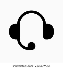 Vector headphones, customer service, call center icon. Black, white background. Perfect for app and web interfaces, infographics, presentations, marketing, etc.