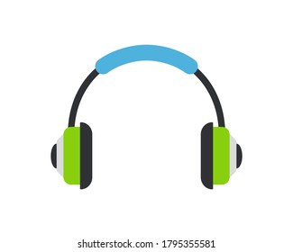 Vector headphones in flat style. Headset. Earphones. Music icon. Vector illustration.