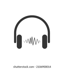 Vector Headphones icon. Black Headphones in flat design. Headphones icon isolated.