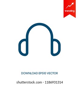 Vector headphones icon. Black symbol silhouette isolated on modern gradient background
