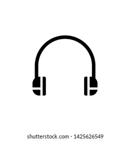 Vector headphones icon. Black symbol silhouette isolated on modern gradient background
