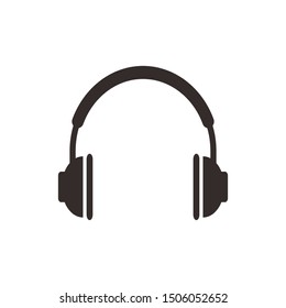 Vector headphones icon. Black symbol silhouette isolated on modern gradient background