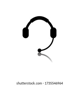 Vector headphones icon. Black symbol silhouette isolated on modern gradient background