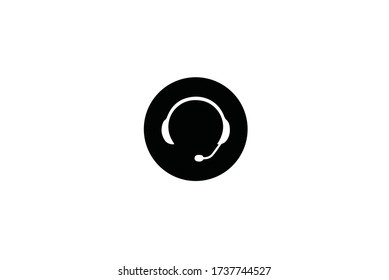 Vector headphones icon. Black symbol silhouette