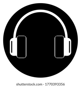 Vector headphones icon. Black symbol silhouette