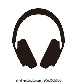 Vector headphones icon. Black symbol silhouette isolated on a white background.