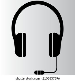 Vector headphones icon. Black symbol silhouette isolated on modern gradient background.eps
