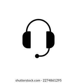 Vector headphones icon. Black symbol silhouette isolated on modern gradient background