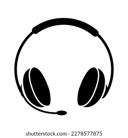 Vector headphones icon. Black symbol silhouette isolated on white