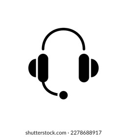 Vector headphones icon. Black symbol silhouette isolated on modern gradient background