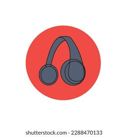 Vector headphones icon. Black symbol silhouette isolated on modern gradient background.