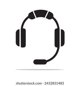 Vector headphones icon. Black symbol silhouette isolated on white background. Flat design vector illustration concept for web banner, web and mobile, infographics. Headphones icon graphic.

