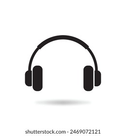 Vector auriculares icono. Símbolo negro silueta aislada sobre fondo degradado moderno