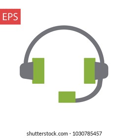 Vector headphones icon. Flat headphones icon. Flat design vector illustration concept for web banner, web and mobile, Headphones icon graphic. Vector icon isolated on gradient background