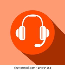 Vector headphones icon.  Flat design