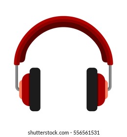 Vector headphones icon. Flat design vector illustration concept for web banner, mobile. graphic red headphones. isolated on  background