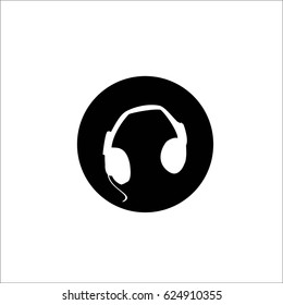 Vector headphones icon. Flat headphones icon. Flat design vector illustration concept for web banner, web and mobile, Headphones icon graphic. Vector icon isolated on gradient background