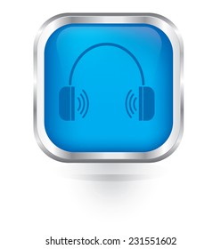 Vector headphones icon glossy button 