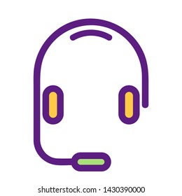 Vector headphones icon. Headphone icon with color illustration isolated
