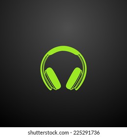 Vector headphones icon isolated on a black background for your design