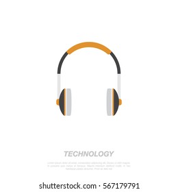 Vector headphones icon on white background. Flat vector illustration EPS 10.