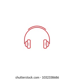 Vector headphones icon. Red symbol.